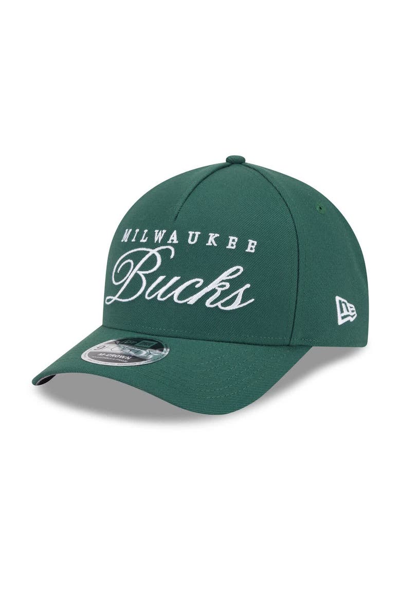 Men's New Era Hunter Green Milwaukee Bucks 2025 NBA Draft M-Crown A-Frame 9FORTY Adjustable Hat, Alternate, color, Hunter Green