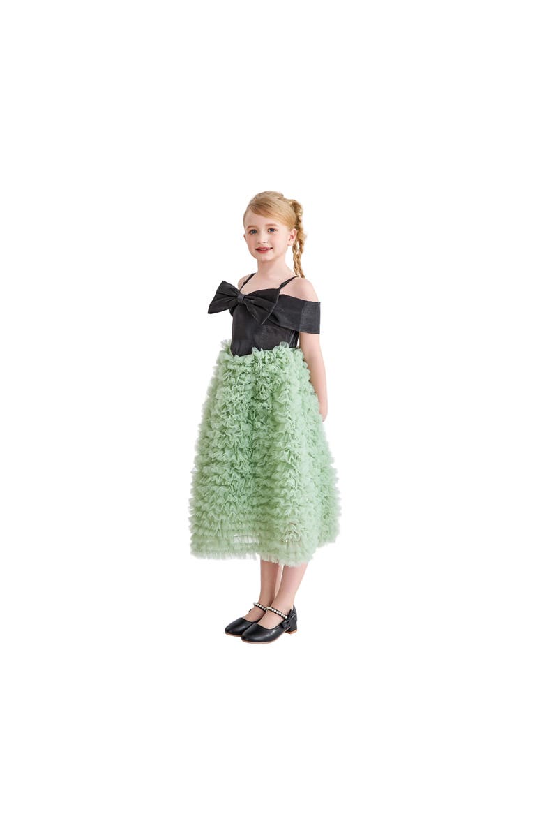Tulleen Marcella Bow Dress, Alternate, color, Green