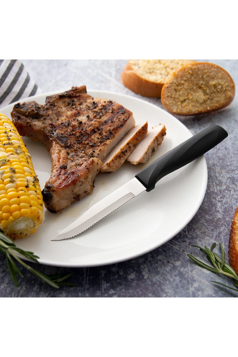 Cutlery 3.875-Inch Serrated Steak Knife Anthem Wave Handle, Alternate, color, Black