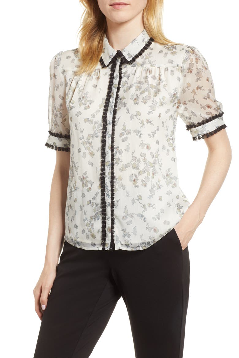 Floral Print Ruffle Trim Shirt video