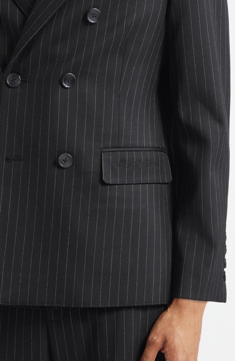MIDNIGHT RODEO Double Breasted Jacket, Alternate, color, Black Pinstripe