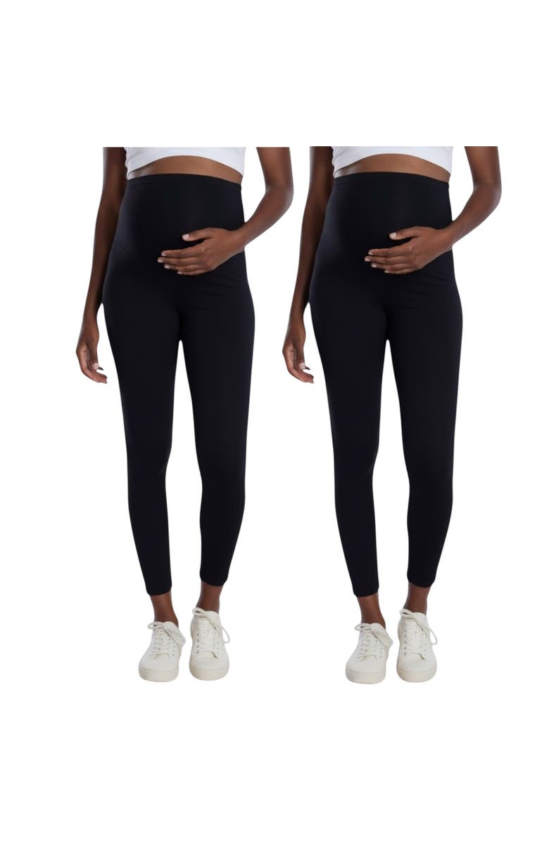 MOTHERHOOD MATERNITY Essential Stretch Secret Fit Over the Belly Maternity Leggings, Main, color, Black