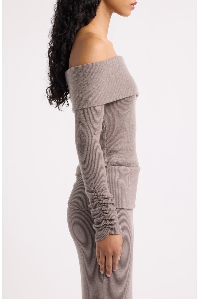 Caricia Off the Shoulder Ribbed Sweater, Alternate, color, TAUPE