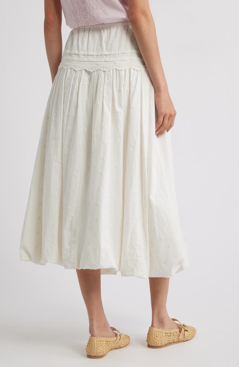 Agatha Lace Trim Embroidered Organic Cotton Midi Skirt