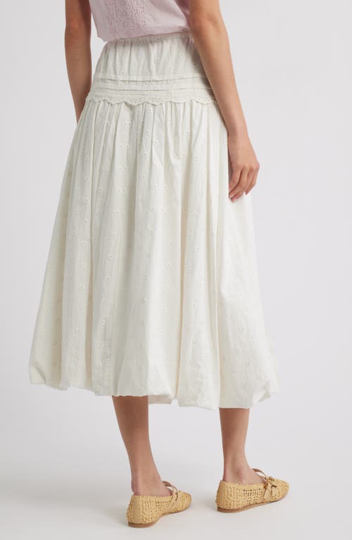 Damson Madder Agatha Lace Trim Embroidered Organic Cotton Midi Skirt In White