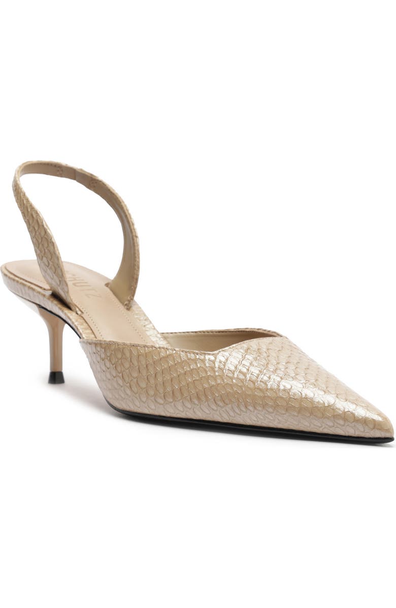 Schutz Paola Mid Slingback Pointed Toe Pump, Main, color, Pale Khaki