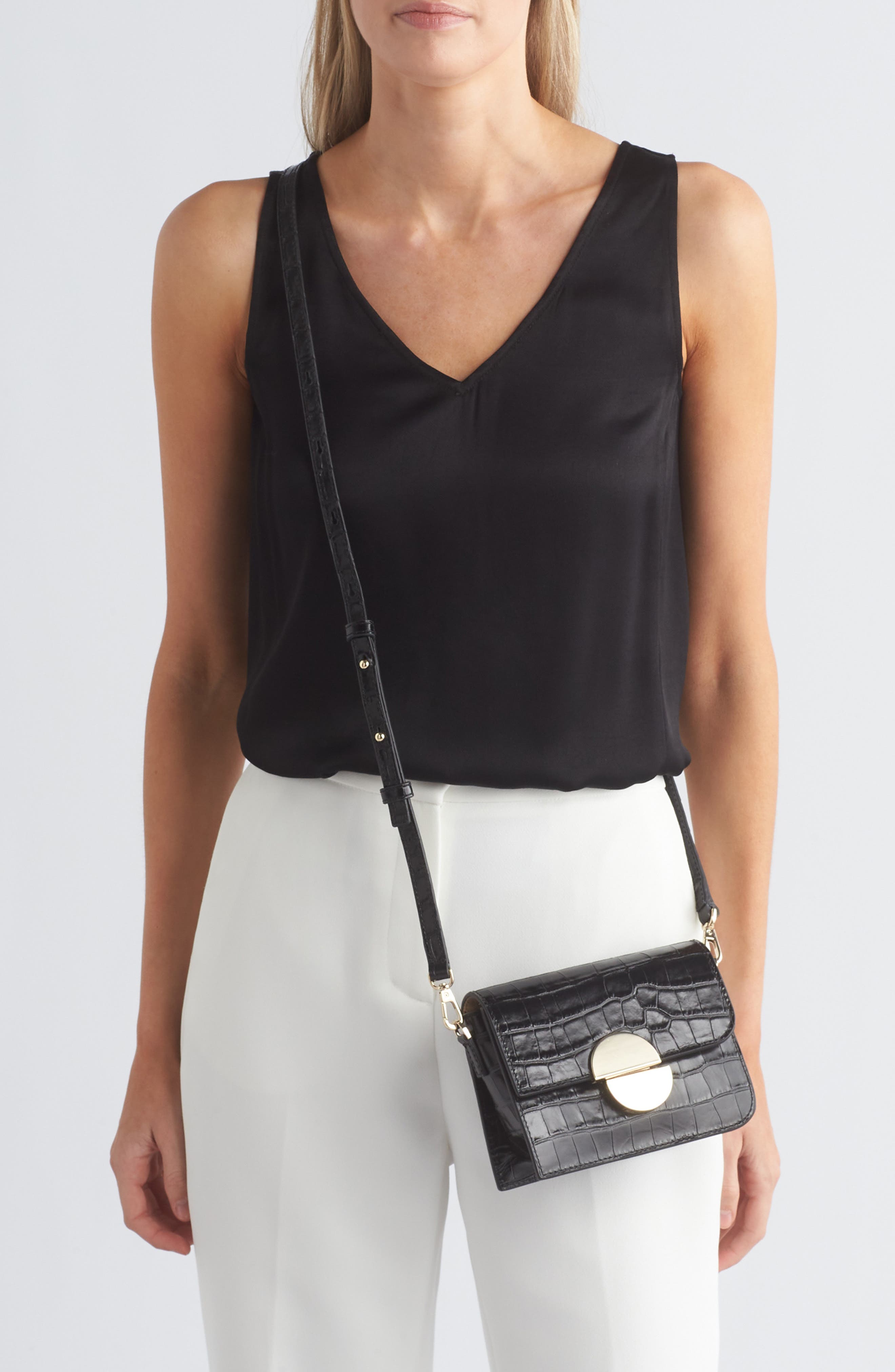 JASON WU Orbit Croc Embossed Leather Crossbody Bag, Alternate, color, 