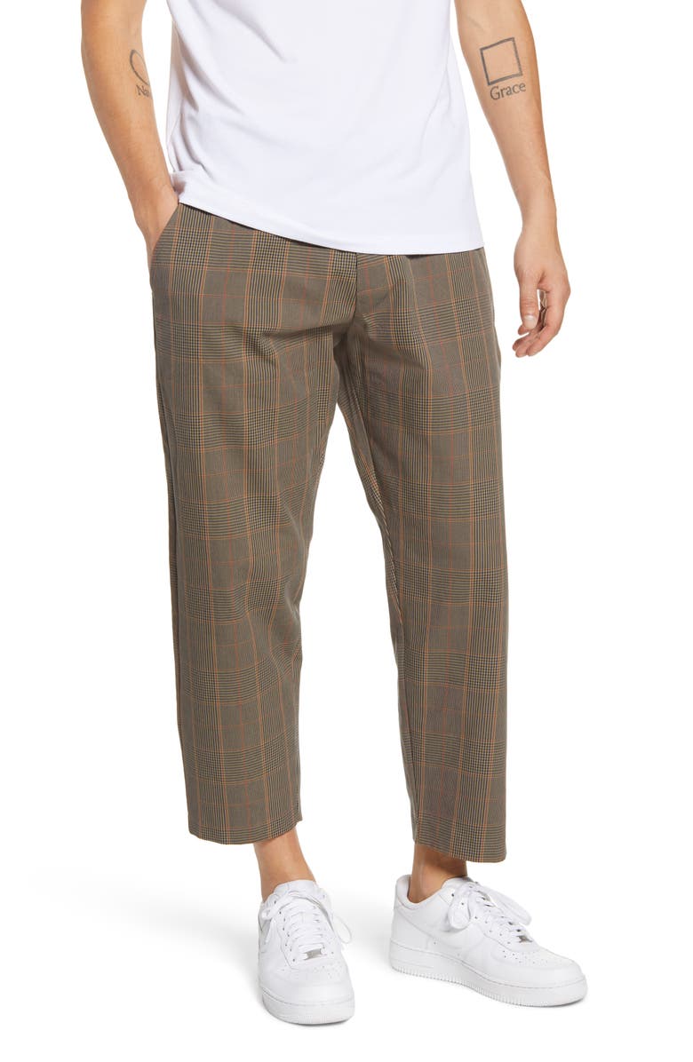 Wax London Kurt Relaxed Fit Plaid Crop Drawstring Pants, Main, color,