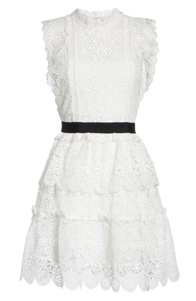 Self-Portrait Floral Lace Tiered Dress, Alternate, color, 