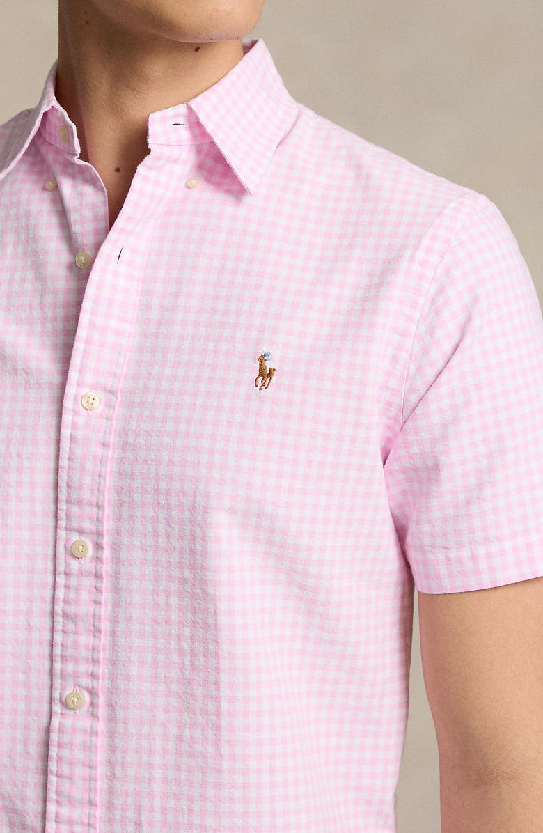 Polo Ralph Lauren Check Cotton Short Sleeve Button-Down Shirt, Alternate, color,