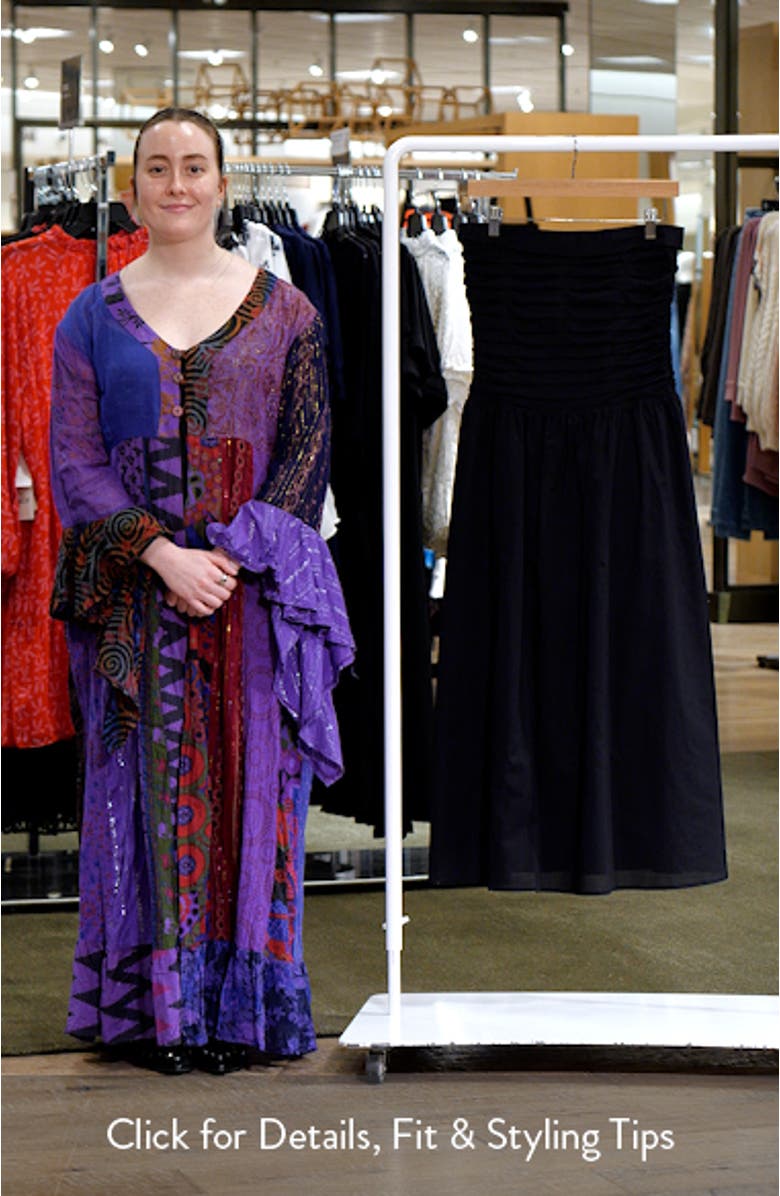 Olivia Pleated Bodice Convertible Strapless Cotton Midi Dress, sales video thumbnail