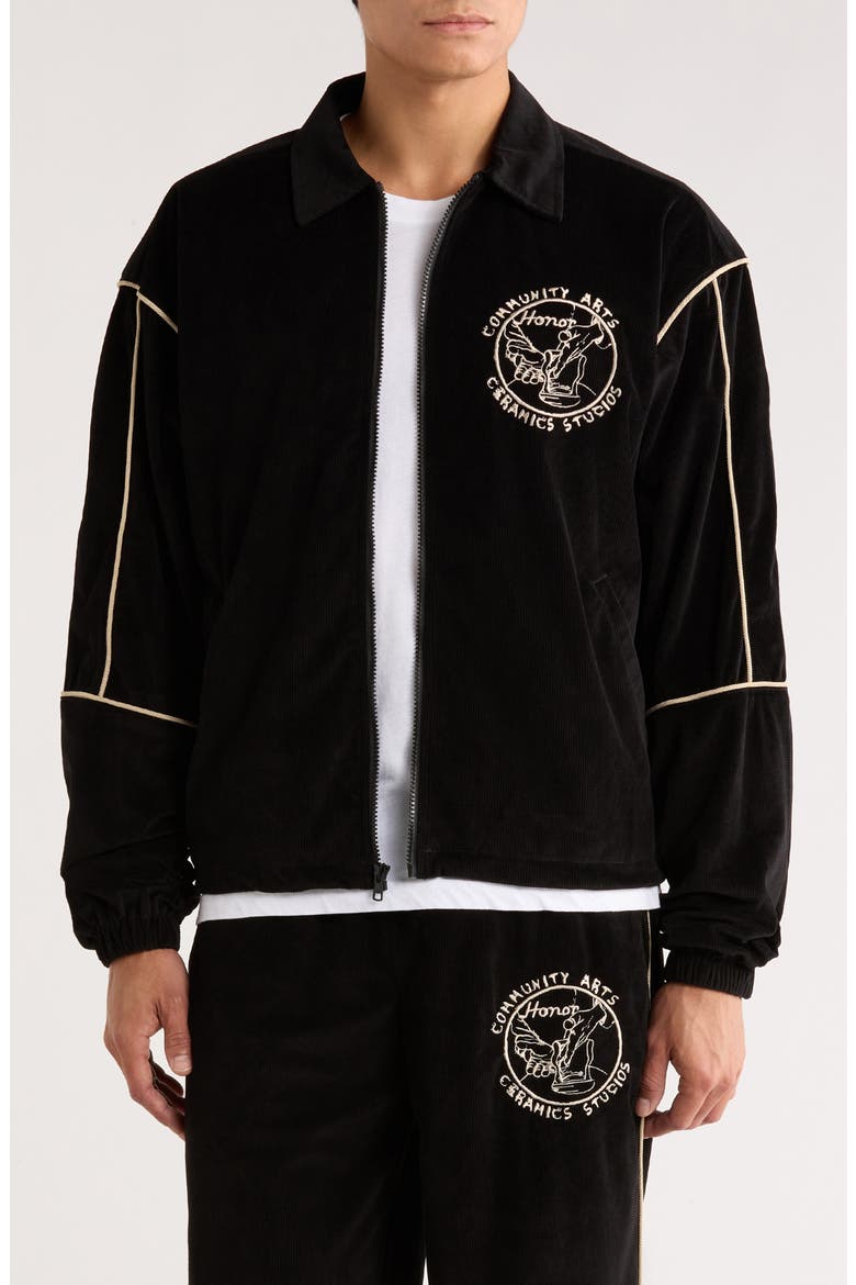 Piped Track Jacket, Main, color, BLACK