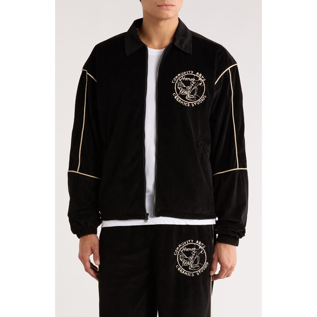 Honor The Gift Mens Black Piping Logo-embroidered Woven Track Jacket Xl In Black