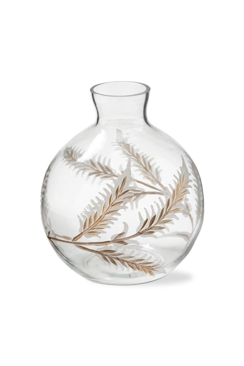 Botanical Etched Glass Vase for Decorative Bouquets Clear, Main, color, Clear