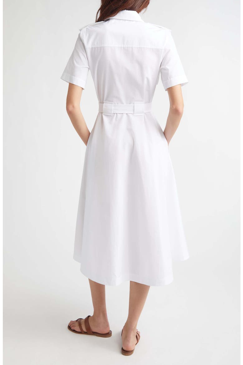 Tanya Belted Cotton Poplin Midi Shirtdress, Alternate, color, OPTIC WHITE