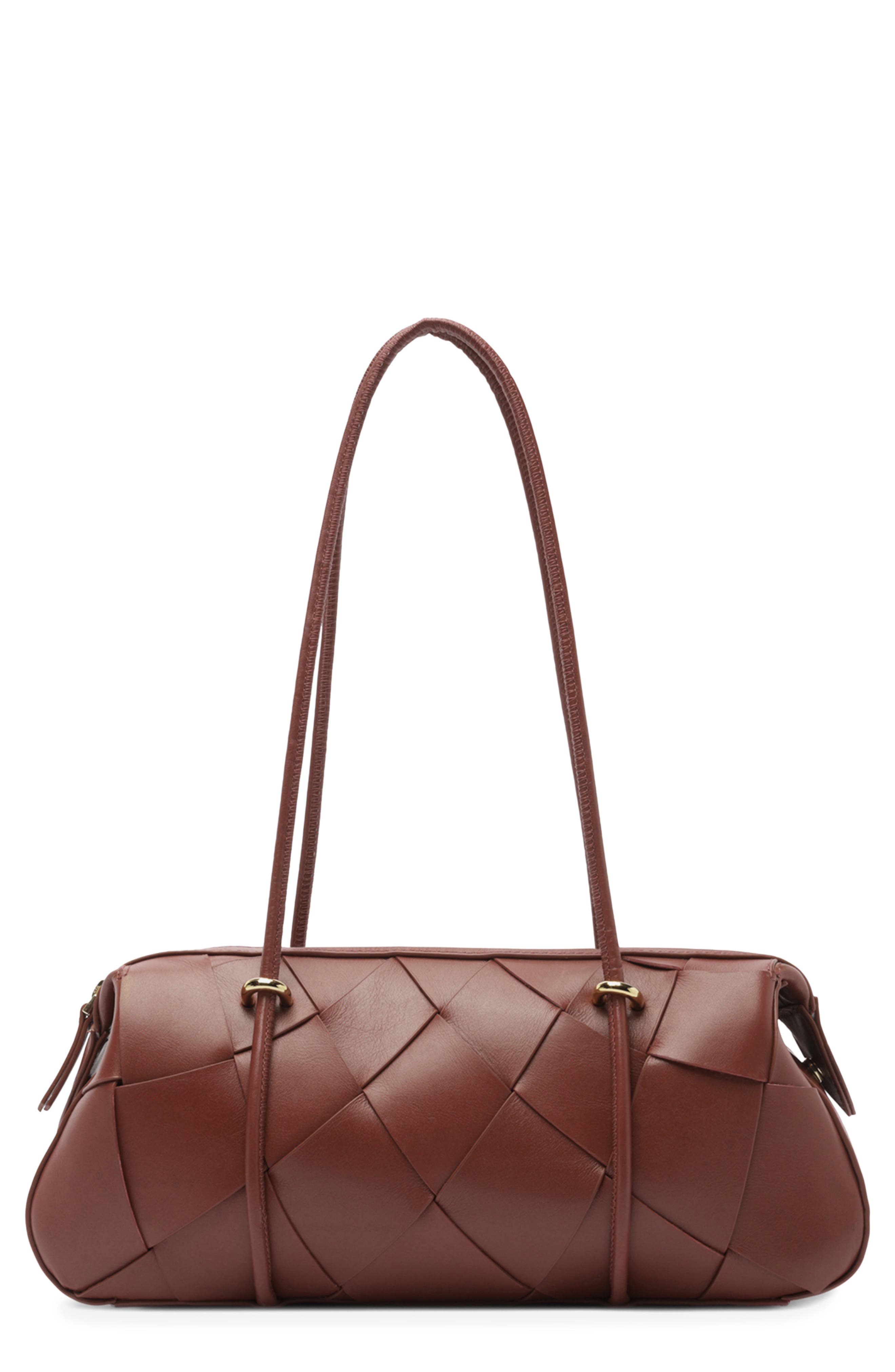 Sarah Medium Leather Shoulder Bag, Main, color, CIOCCOLATO