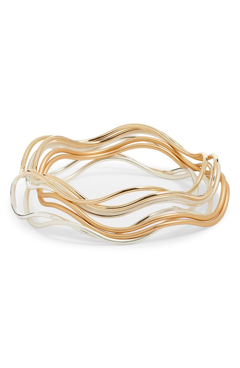 Nordstrom Set of 8 Wavy Bangles, Main, color, Gold- Silver