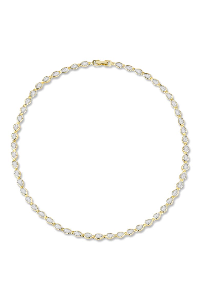 Pear Cubic Zirconia Tennis Necklace, Alternate, color, GOLD