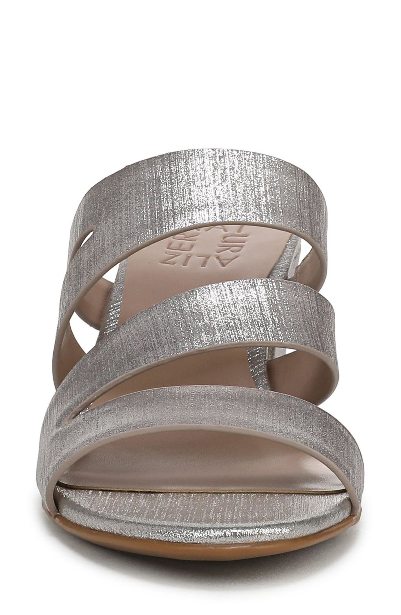 Naturalizer Beaming Block Heel Sandal, Alternate, color, Silver Metallic Linen