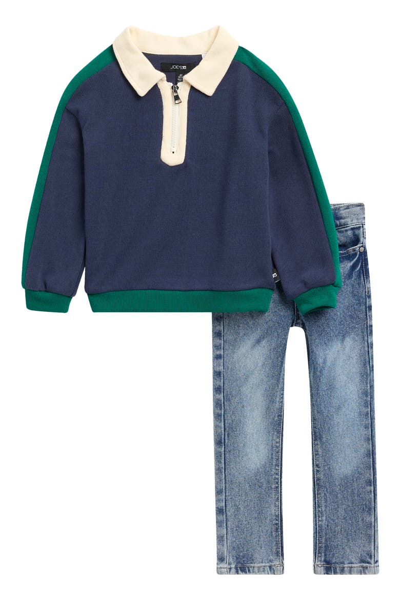 Kids' Polo sweatshirt & Jeans 2-Piece Set, Main, color, NAVY