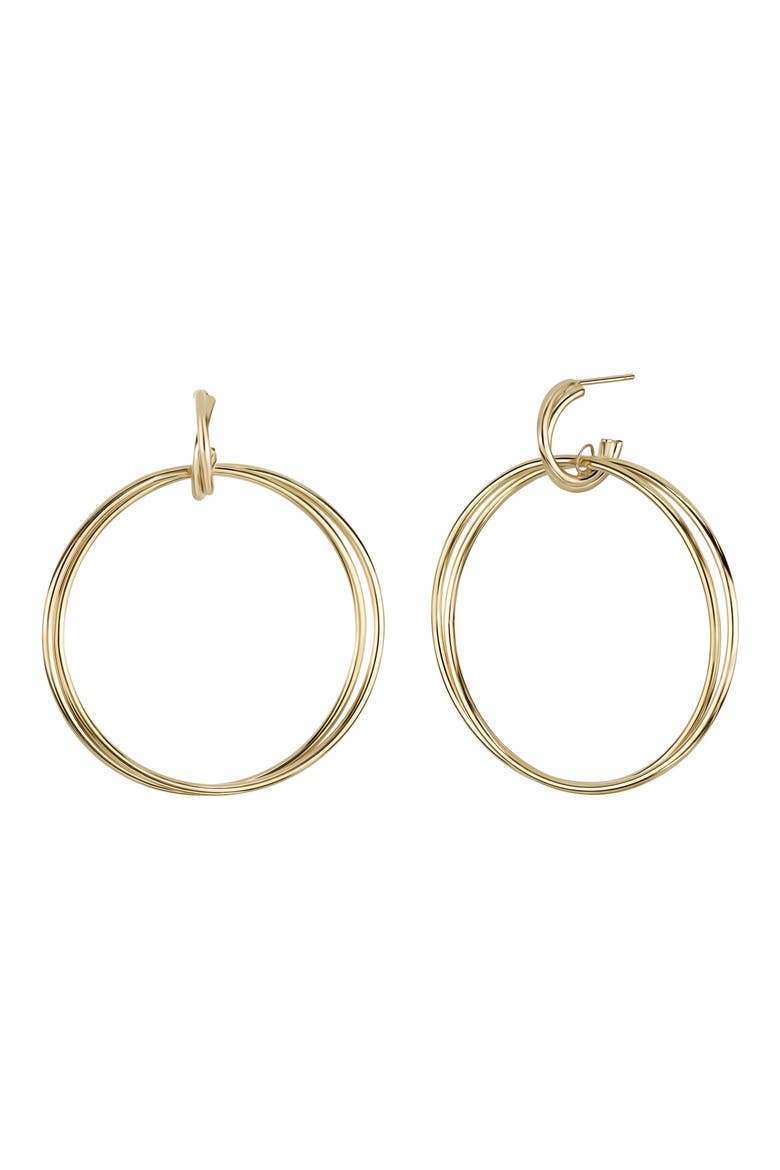 14K Gold Drop Hoop Earrings (Online Trunk Show), Main, color, 14K YELLOW GOLD