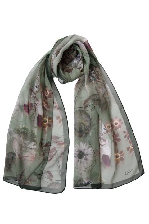 Botanica -  Long Sheer Silk Scarf for Women