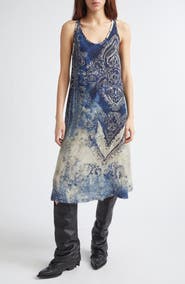 R13 Trompe l'Oeil Bleached Paisley Tank Dress