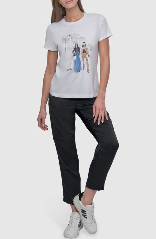 Dkny Met Stairs Coversational Graphic T-shirt In White