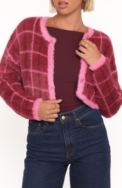 Petal And Pup Petal & Pup Viola Brushed Plaid Cardigan In Red