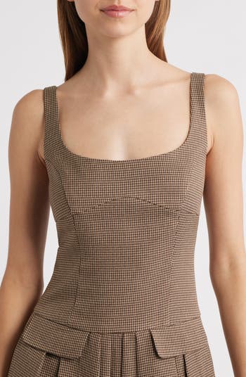 Houndstooth Pleated Skater Dress