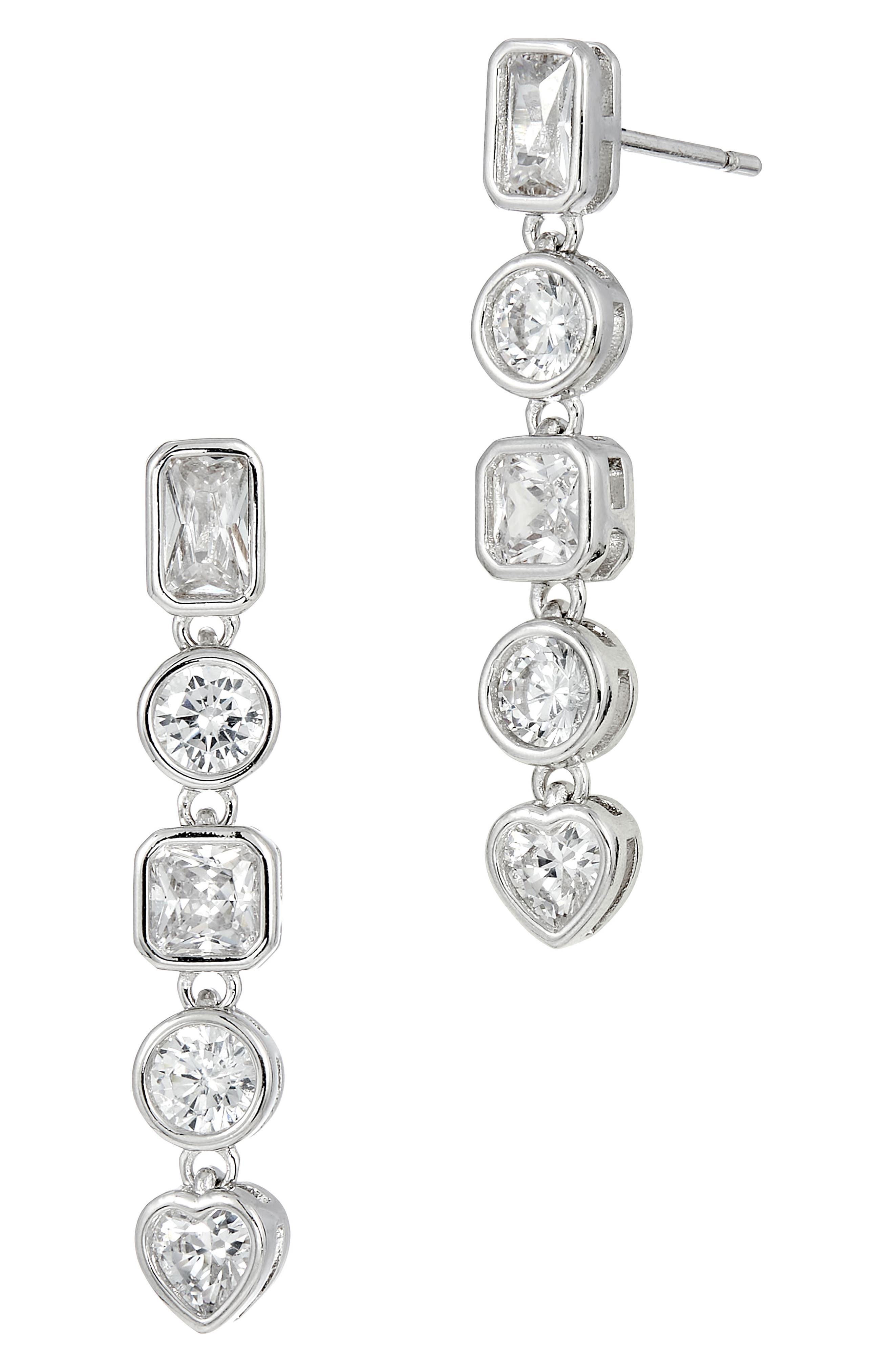 SAVVY CIE JEWELS Multishape Cubic Zirconia Linear Drop Earrings