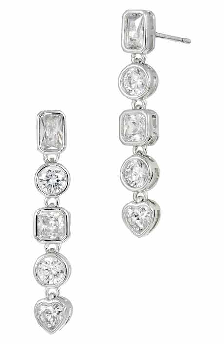 SAVVY CIE JEWELS Multishape Cubic Zirconia Linear Drop Earrings
