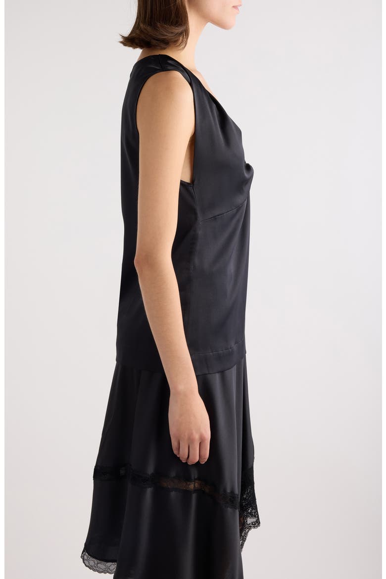 Twist Detail Stretch Silk Top, Alternate, color, BLACK
