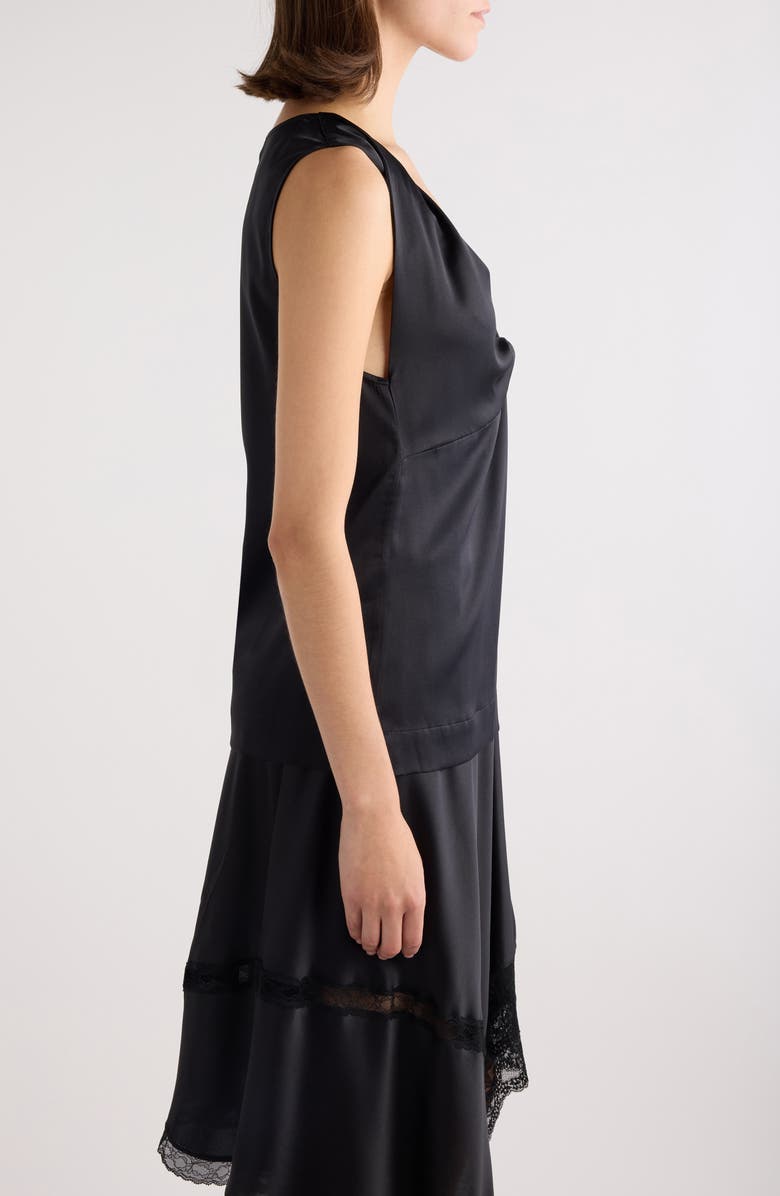 Dries Van Noten Twist Detail Stretch Silk Top, Alternate, color, Black