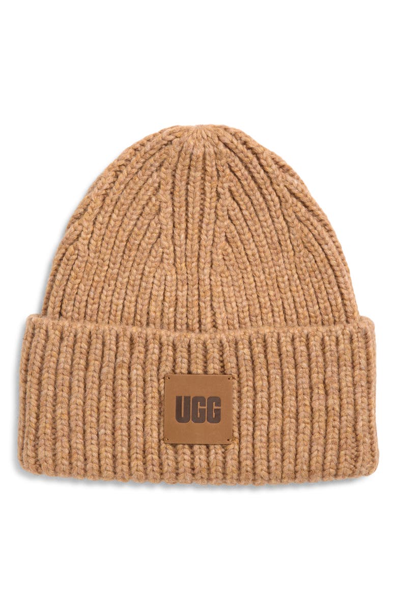 UGG<sup>®</sup> Chunky Rib Beanie, Main, color, Camel