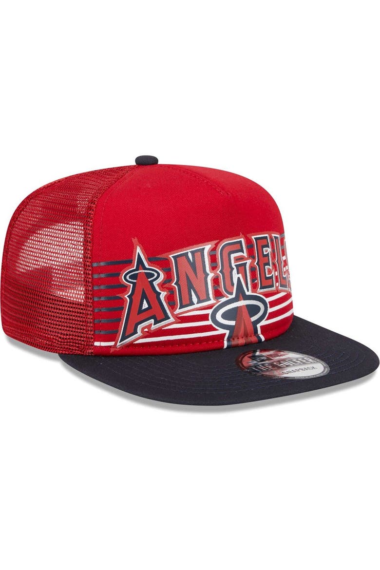 Men's New Era Red Los Angeles Angels Speed Golfer Trucker Snapback Hat, Alternate, color, Red