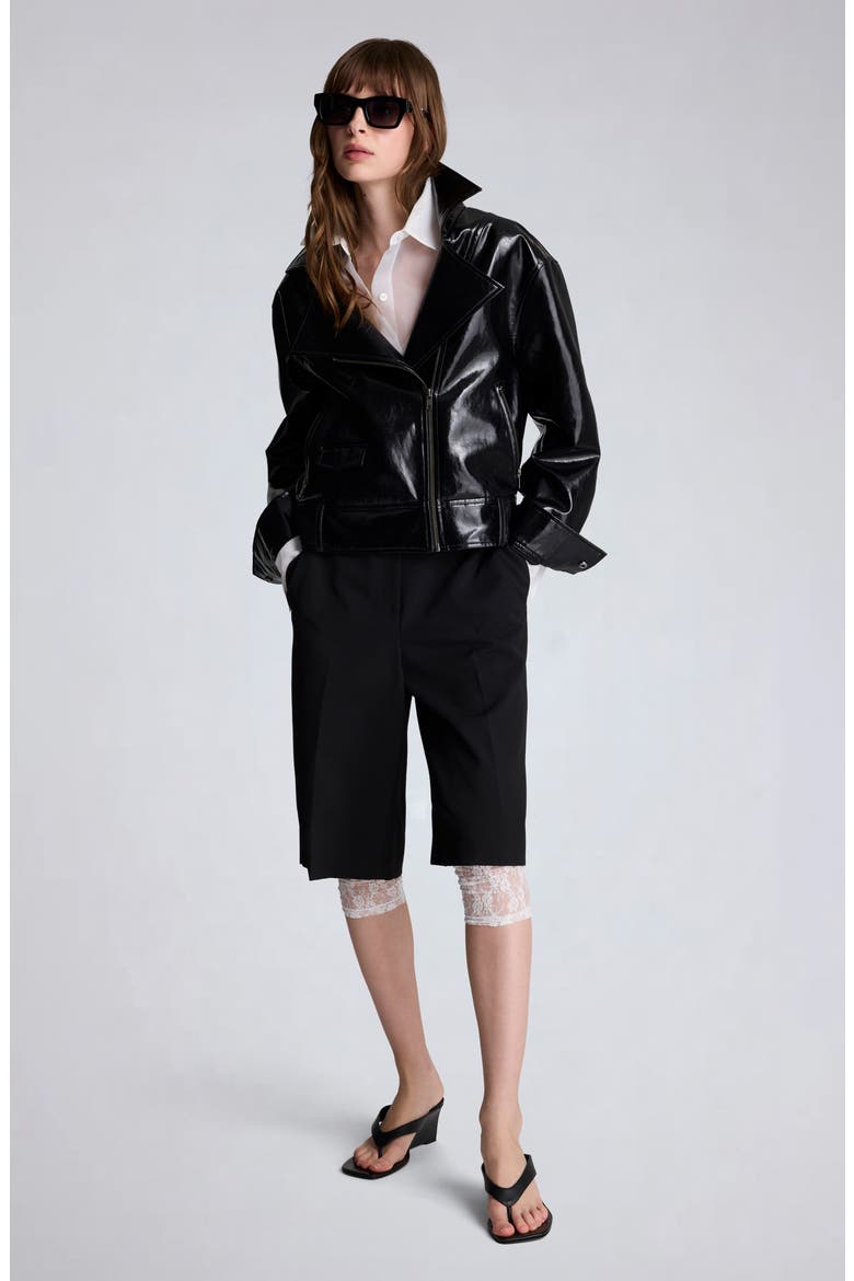 Faux Leather Moto Jacket, Alternate, color, BLACK