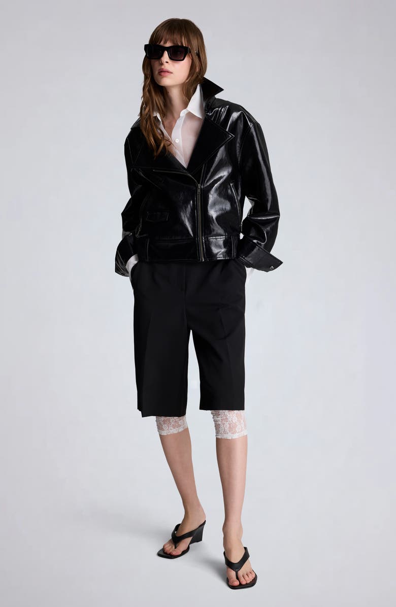 Kenneth Cole Faux Leather Moto Jacket, Alternate, color, Black