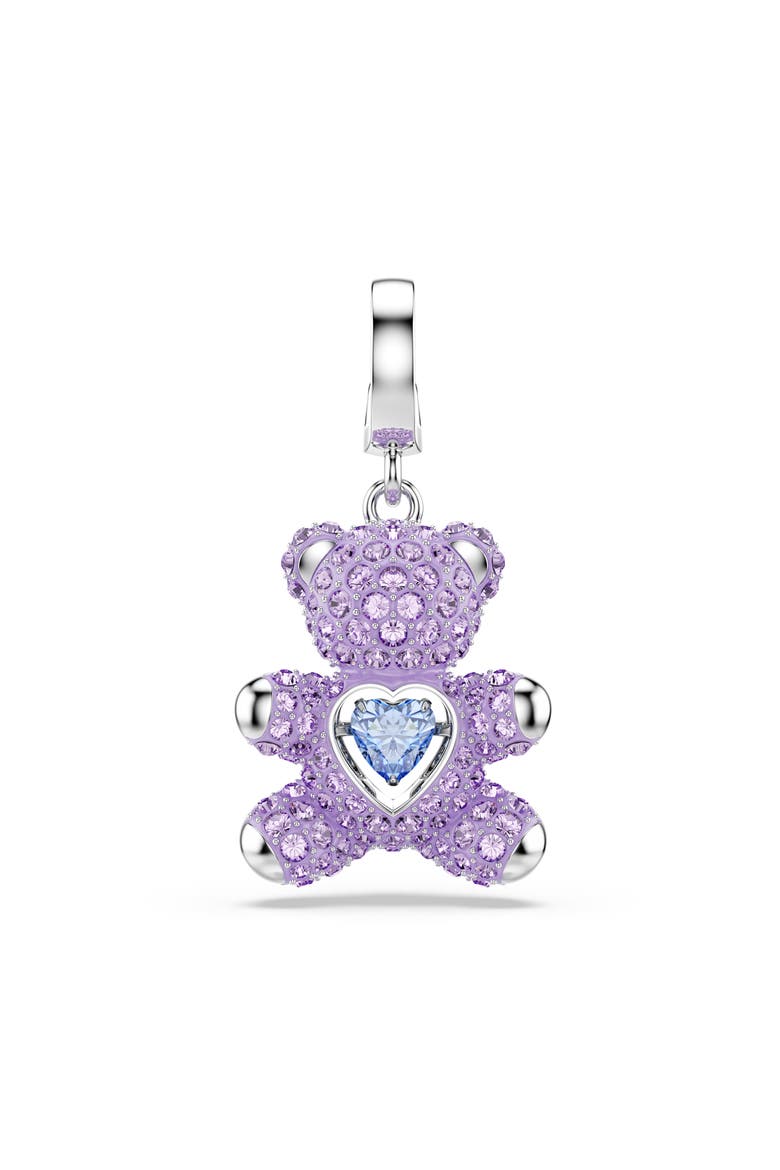 Idyllia Crystal Teddy Bear Charm, Main, color, PURPLE