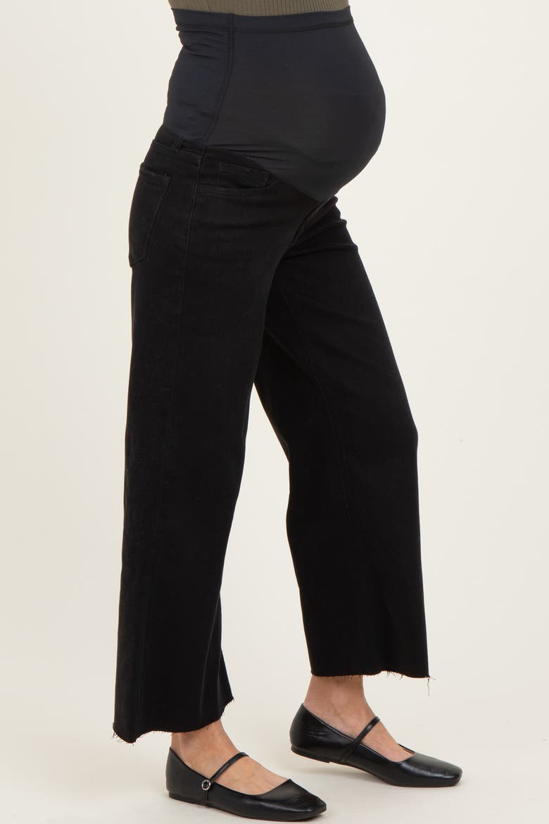 Raw Hem Crop Wide Leg Maternity Jeans, Alternate, color, Black