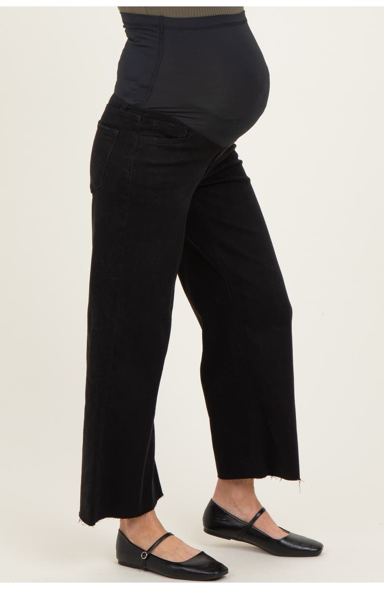 PinkBlush Raw Hem Crop Wide Leg Maternity Jeans, Alternate, color, Black
