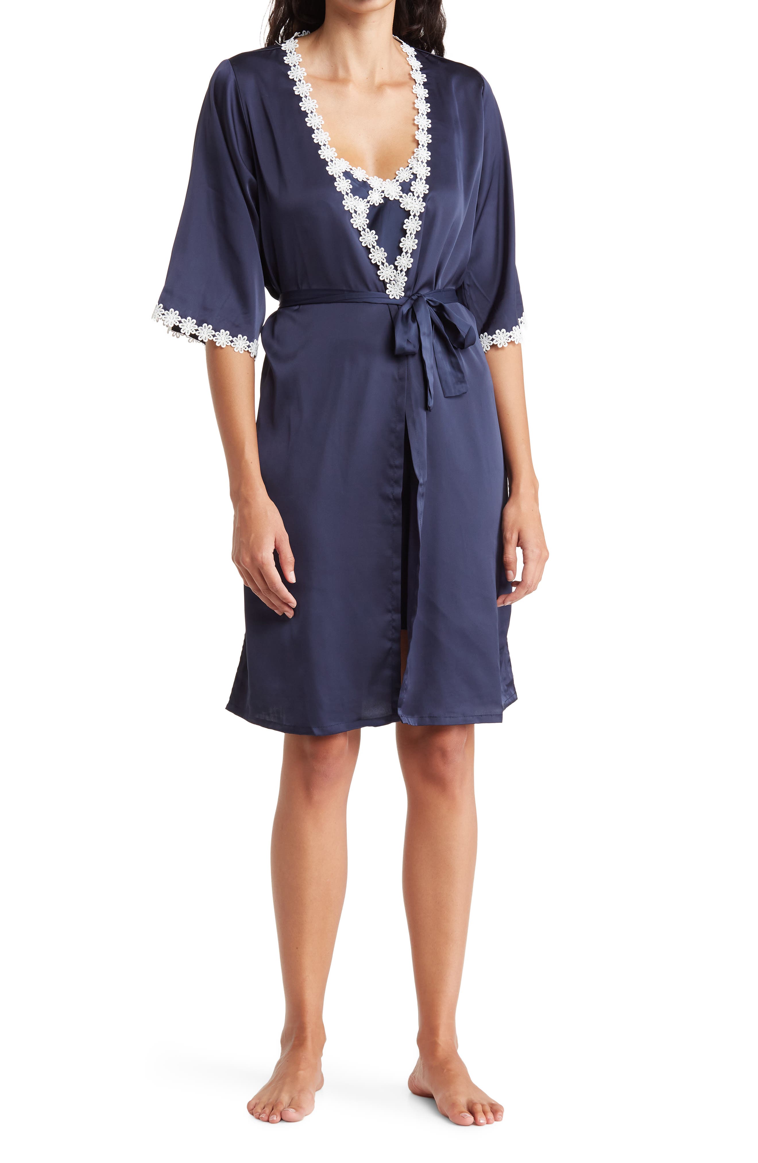 EAG Luxury Satin Long Robe & Slip Dress (Women) | Nordstromrack