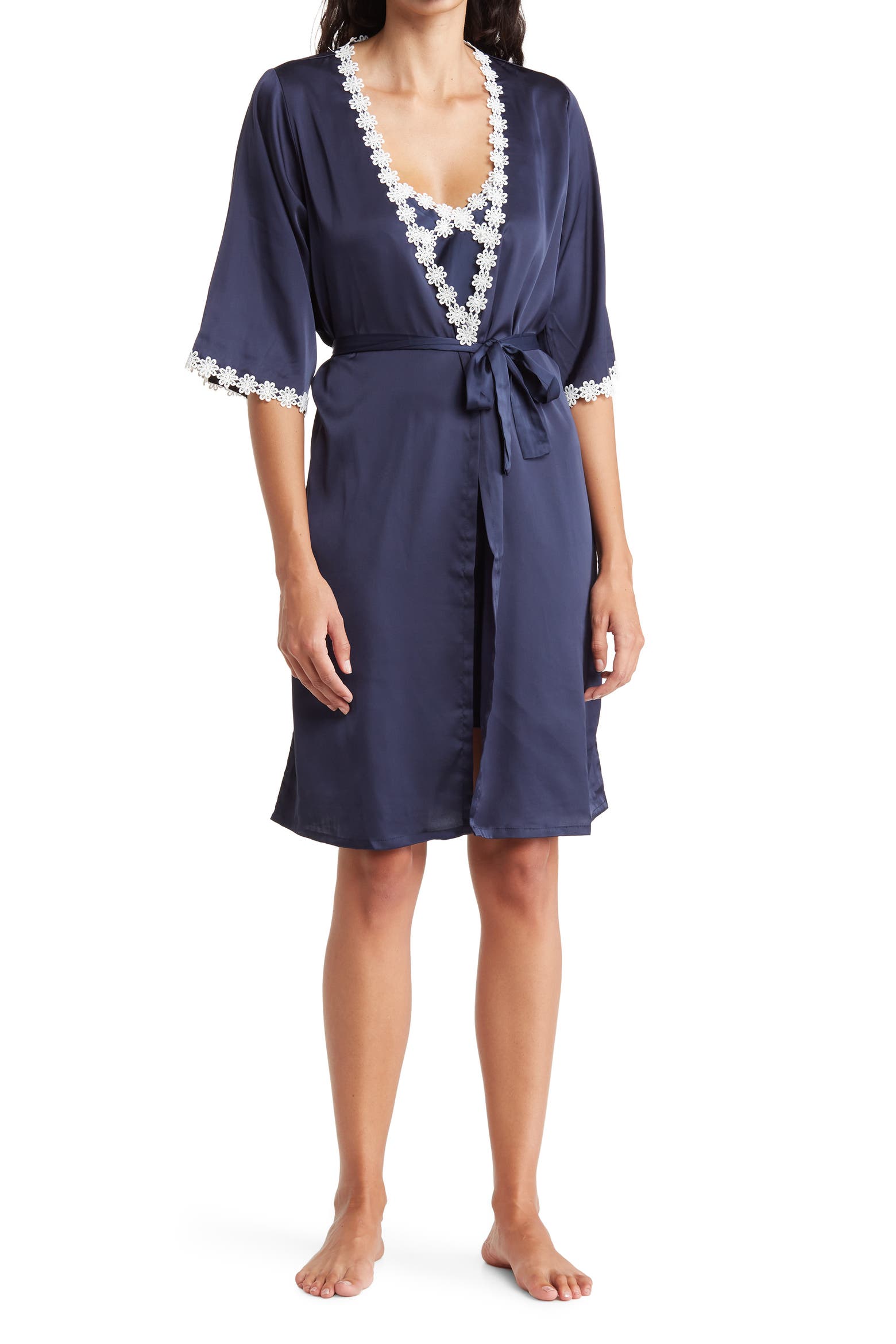Shower Routine Towel And Robe EAG Luxury Satin Long Robe & Slip Dress (Women) | Nordstromrack