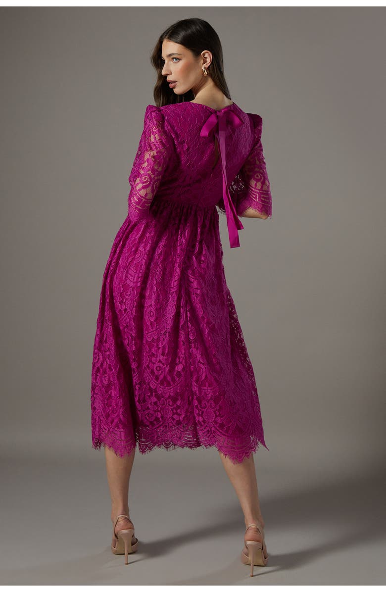 Coast Lace Short Sleeve Midi Dress, Alternate, color, Magenta