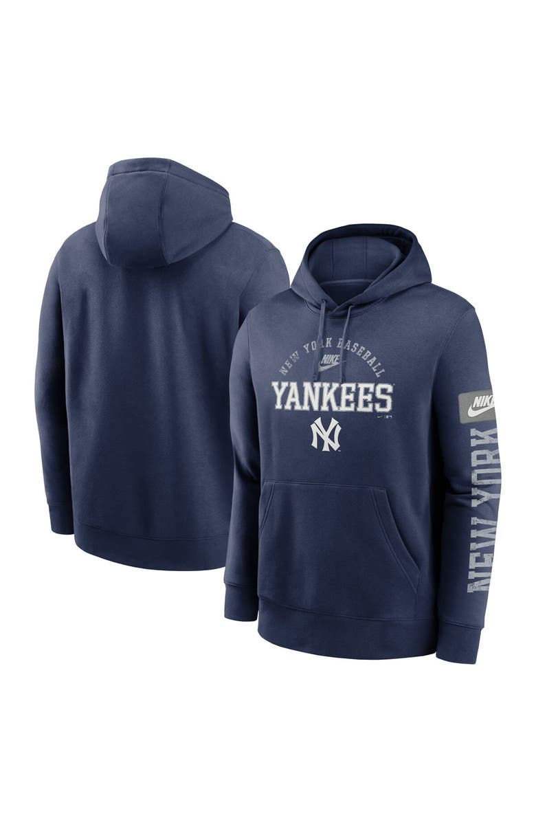 Nike Men's Nike Navy New York Yankees Cooperstown Collection Splitter Club Fleece Pullover Hoodie, Main, color, 