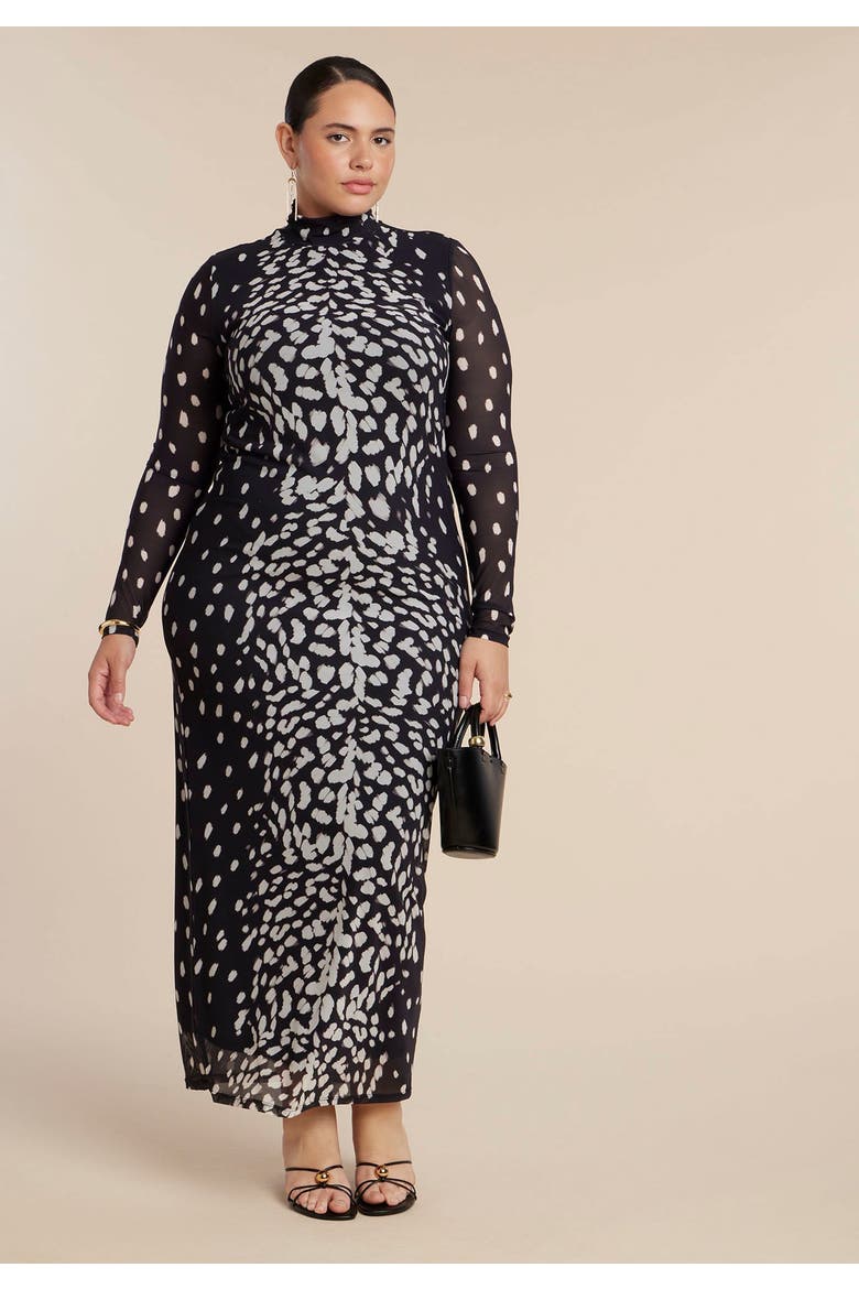 Mesh Print Maxi Dress, Alternate, color, DEAR DEER