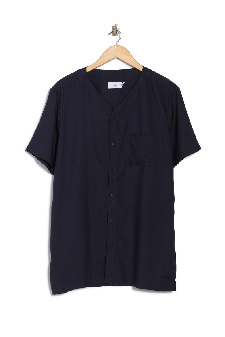 Luca Collarless Regular Fit Shirt, Alternate, color, DEEP NAVY