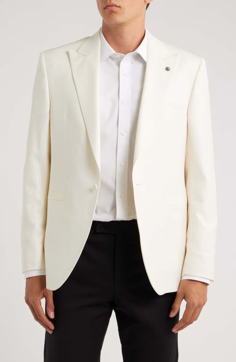 Erie Off White Super 100s Wool Peak Lapel Dinner Jacket