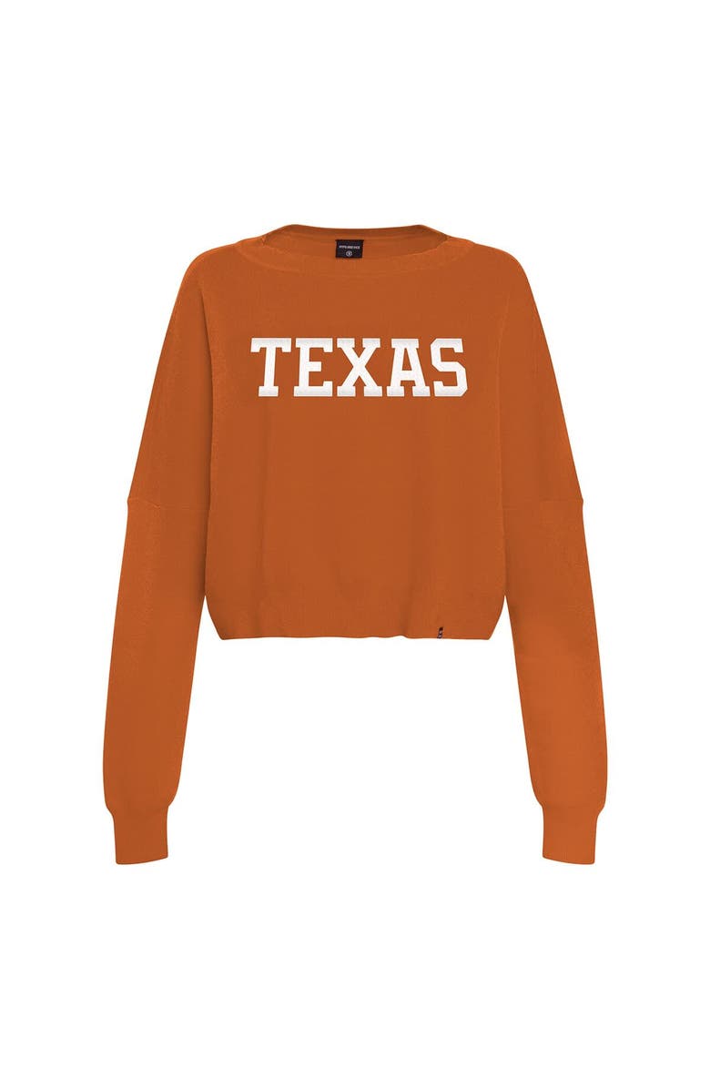Hype and Vice Women's Hype and Vice Burnt Orange Texas Longhorns Oversized Cropped Ivy Knit Pullover Sweater, Alternate, color, Burnt Orange