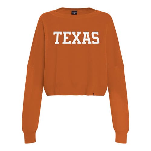 Hype And Vice Burnt Orange Texas Longhorns Oversized Cropped Ivy Knit Pullover Sweater In Orange